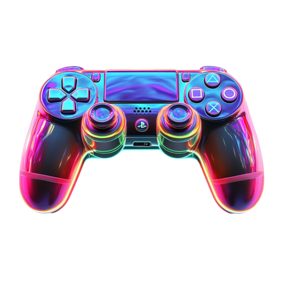 Game Controller with Neon Lights on a Transparent Background png