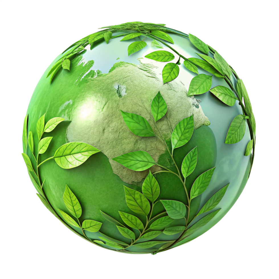 Global warming prevention with green world theme png