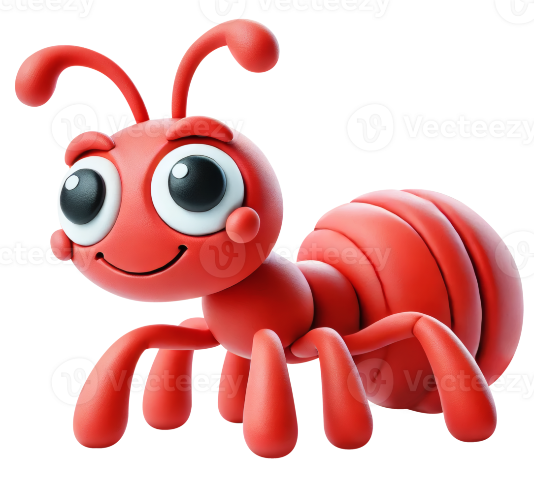 Adorable Clay-Style Cartoon Ant png