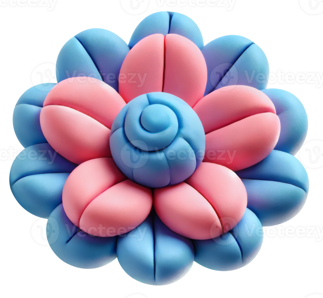 Whimsical Clay-Style Flower Design png