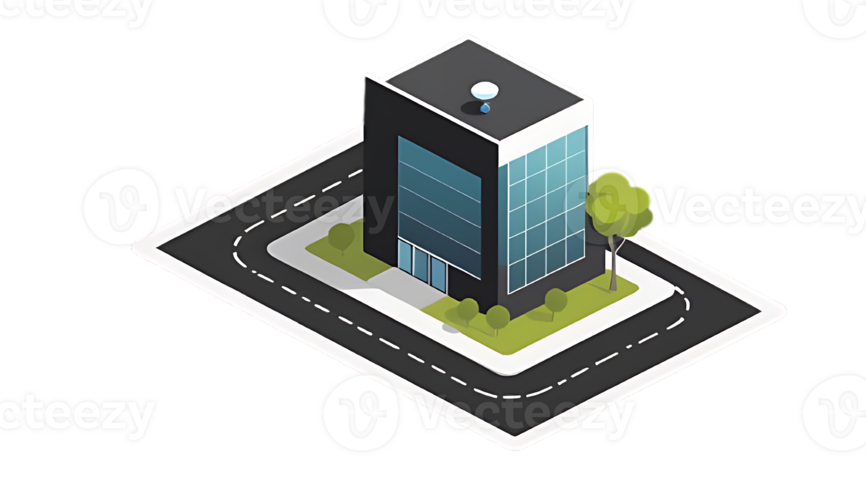 building with green tree png