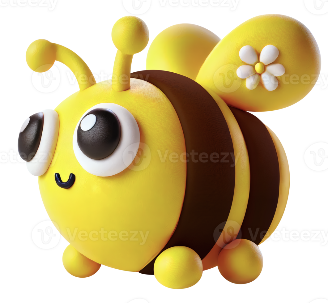 Adorable Cartoon Bee Figurine png