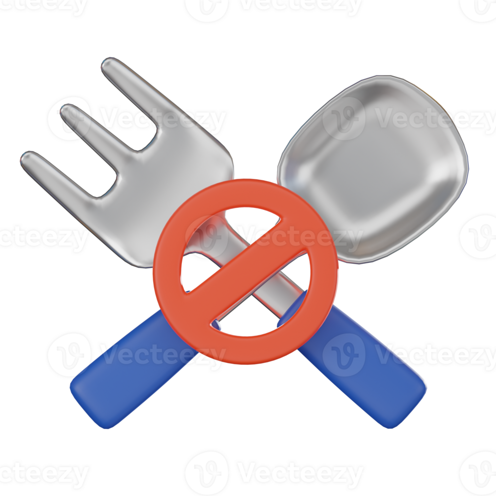 3D render, No Eating for Safety Signs, Icon Illustration png