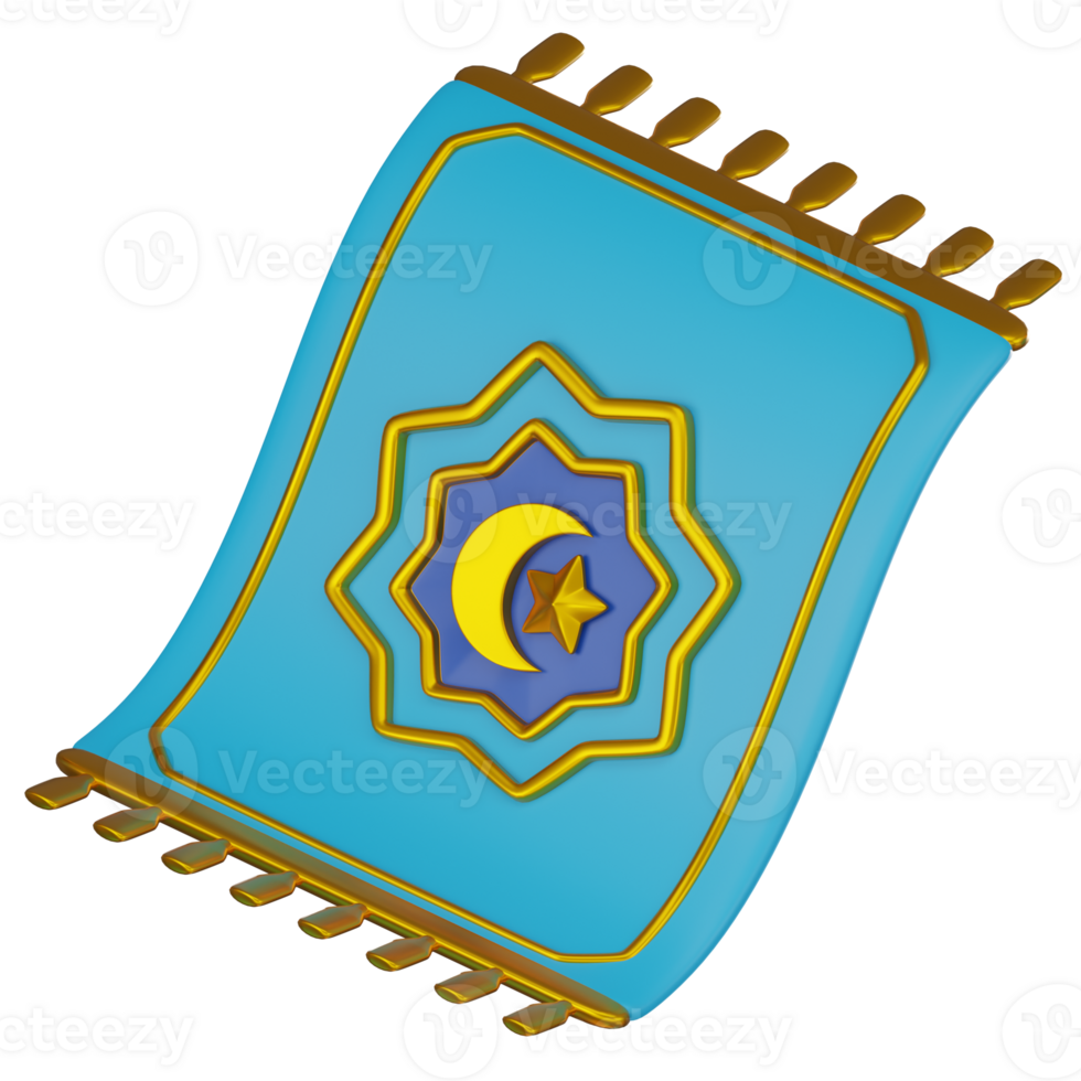 3D render, Prayer Mat Ramadan for Worship Essentials, Icon Illustration png