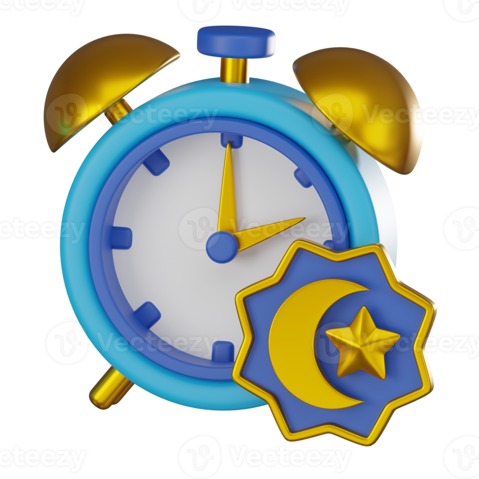 3D render, Sahur Alarm for Ramadan Prayer and Fasting Reminder, Icon Illustration png