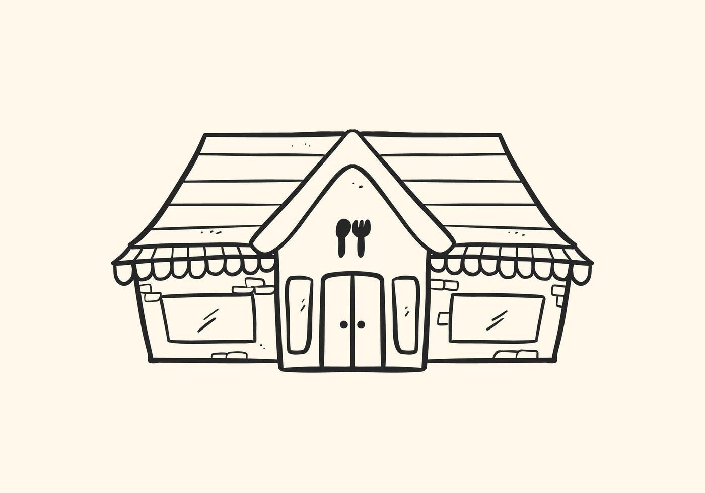 Restaurant Store Front Hand Drawing Doodle Illustration vector