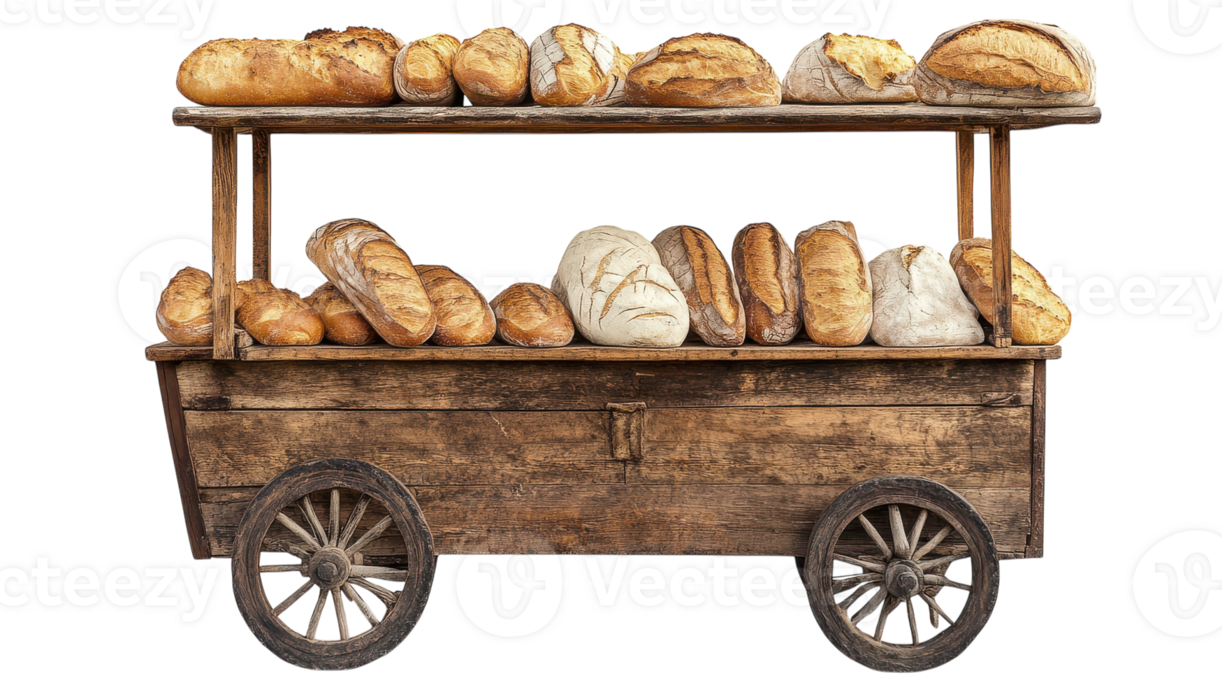 Small Cart Offering Artisan Breads for Sale - Perfect for Farmers Markets and Street Food Vendors Looking to Attract Customers with Freshly Baked Goods. png
