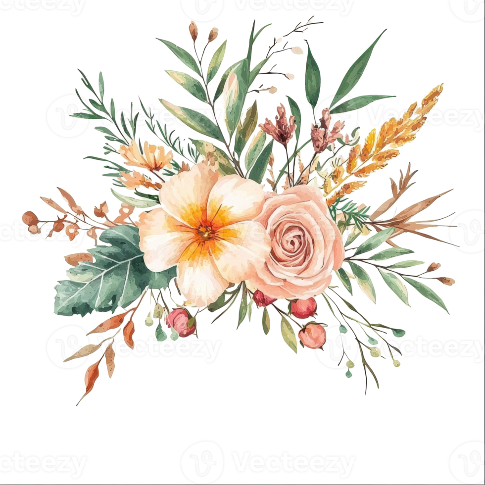 Elegant floral bouquet with soft pastel roses and greenery png