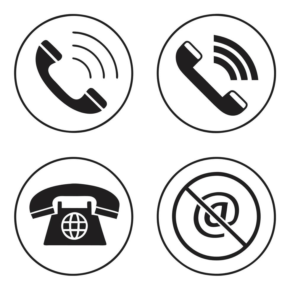 Four different icons of telephone, phone, and no call sign vector
