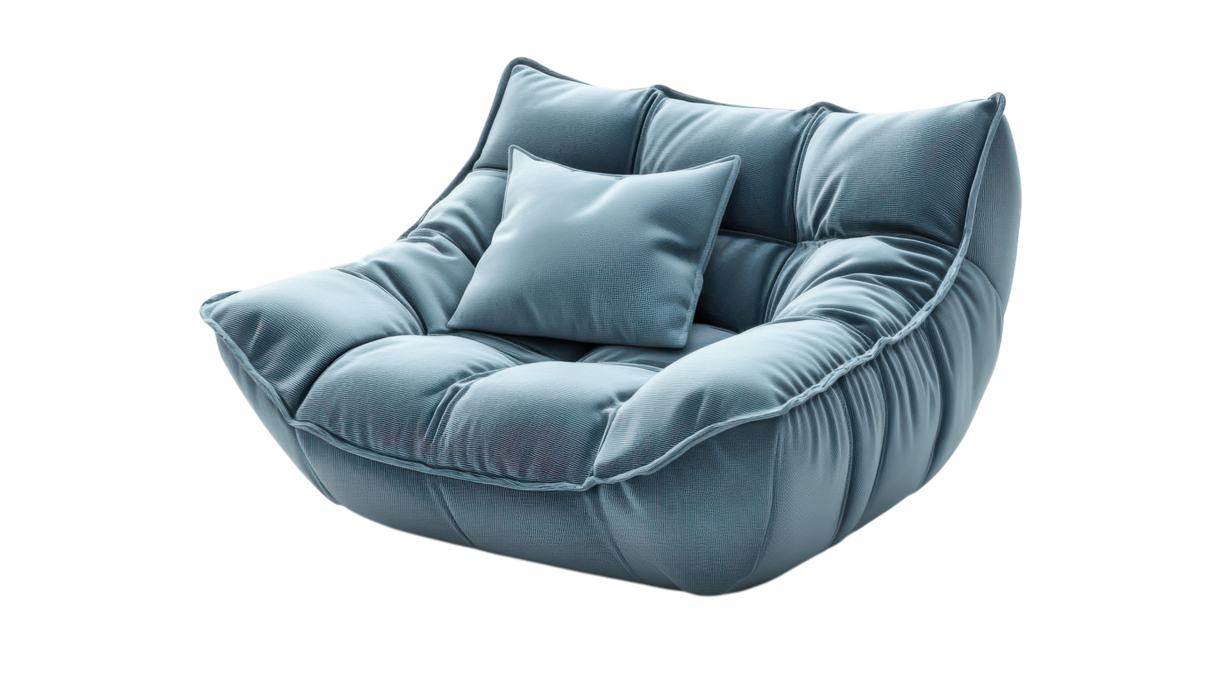 Cozy and Comfortable Soft Armchair with Plush Cushions Perfect for Relaxation in Living Rooms or Reading Nooks for a Serene Atmosphere. png