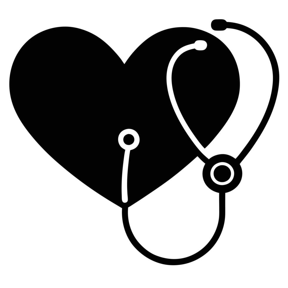 Heart and stethoscope icon illustration vector