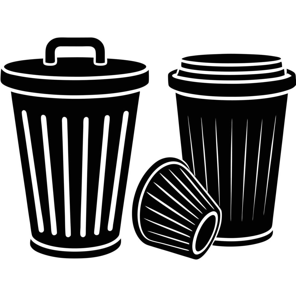 Trash can and garbage can icon vector