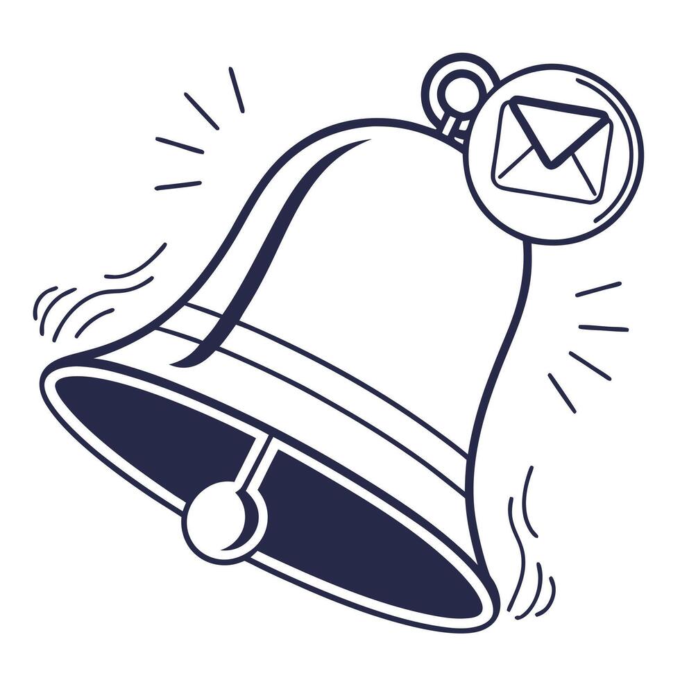Bell with mail icon illustration vector
