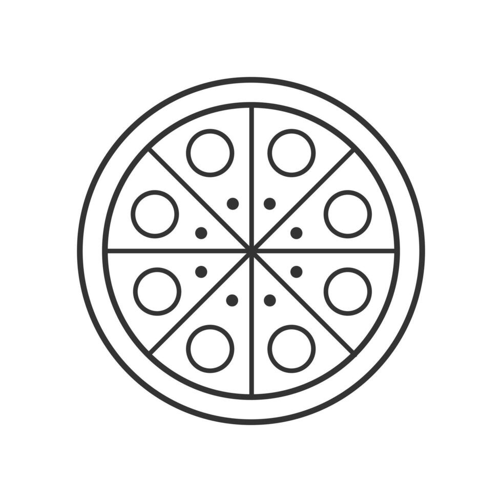 illustration Modern pizza icon. Entire pizza icon in linear style design targets. vector