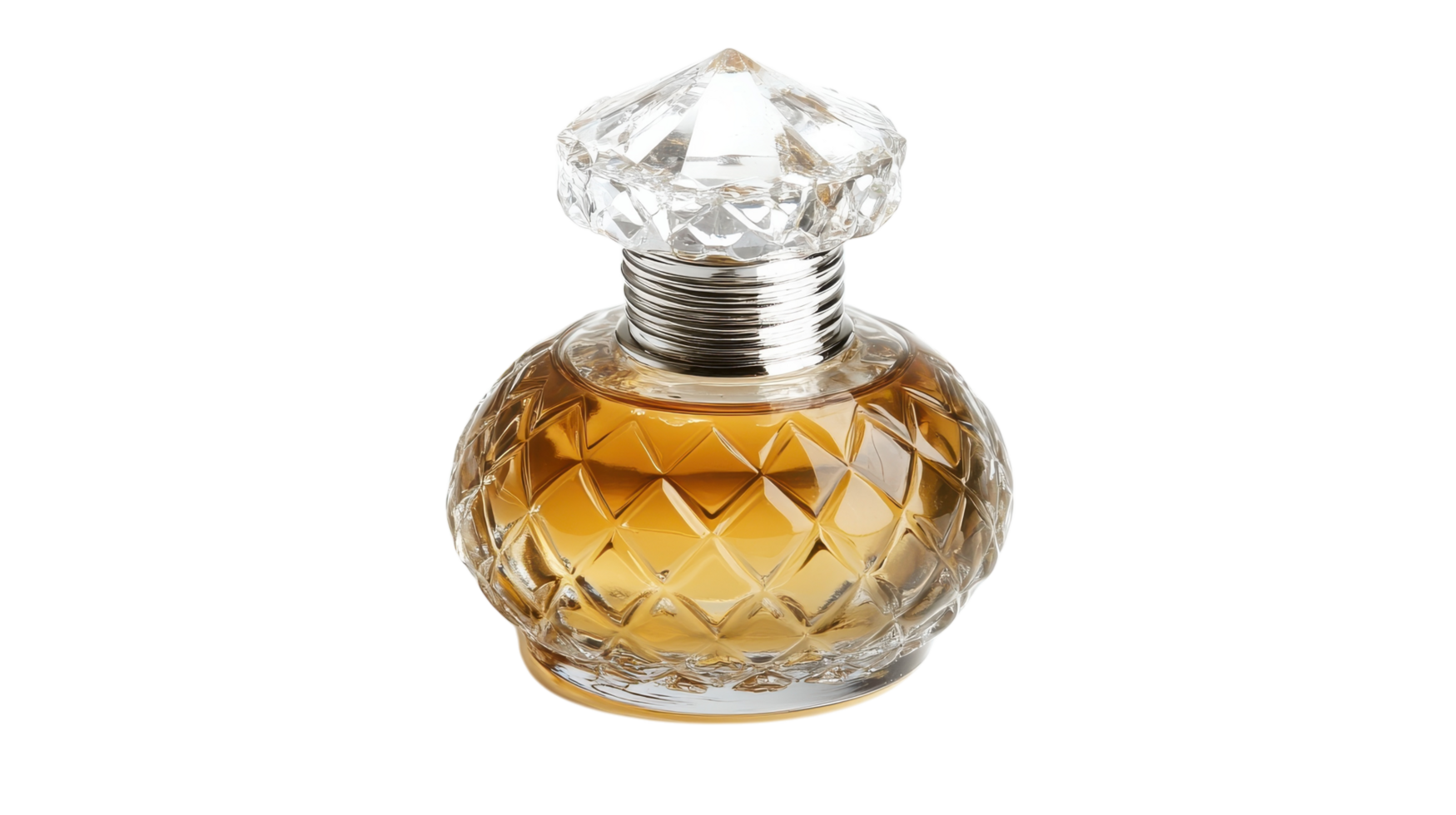 Elegant Bottle of Perfume with a Decorative Crystal Cap Perfect for Luxury Branding and Fashion Photography. png