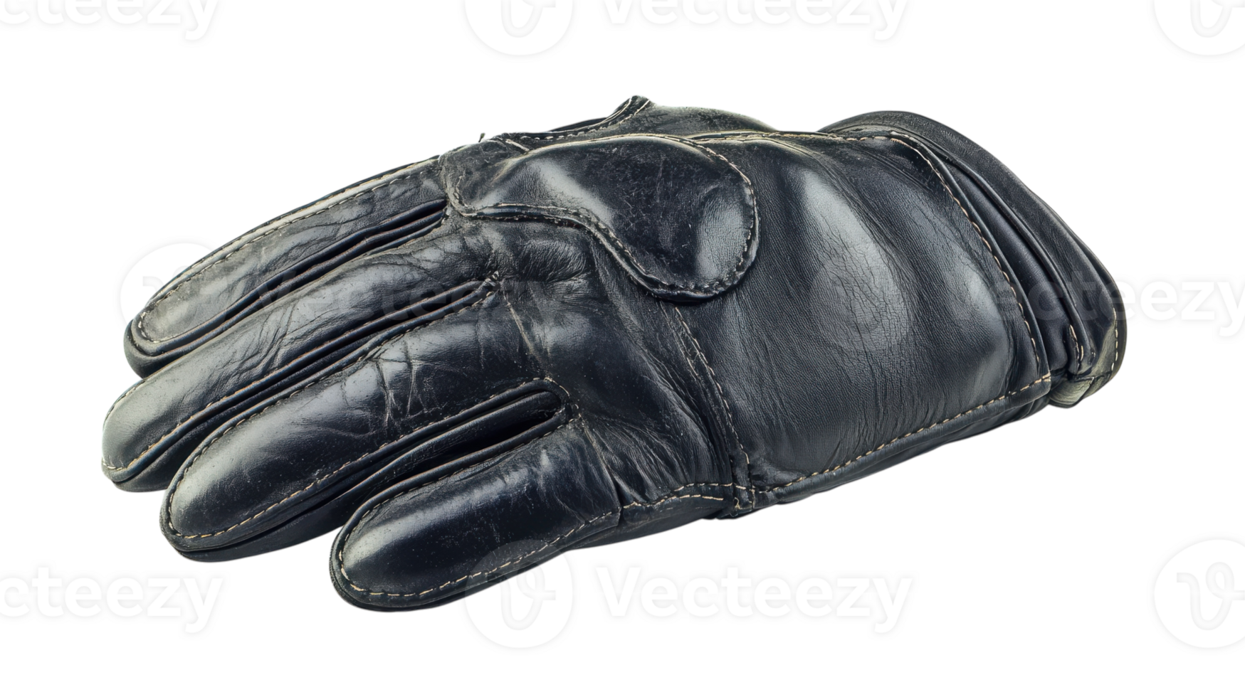 Stylish Black Leather Glove Featuring Prominent Stitching Perfect for Fashion Shoots and Accessory Displays. png