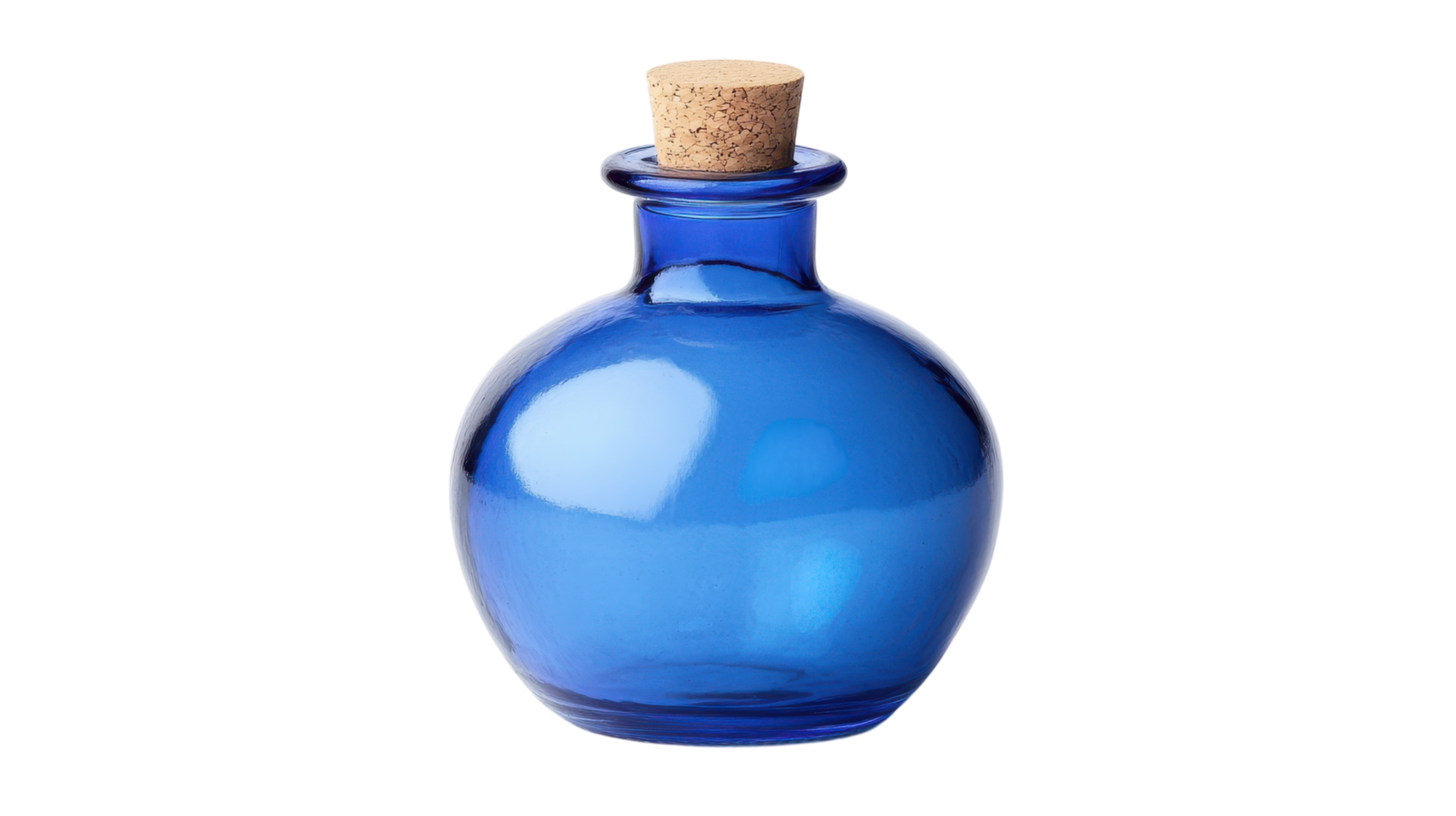 A Captivating Blue Glass Bottle with a Cork Stopper Perfect for Home Decor and Unique Gift Ideas. png