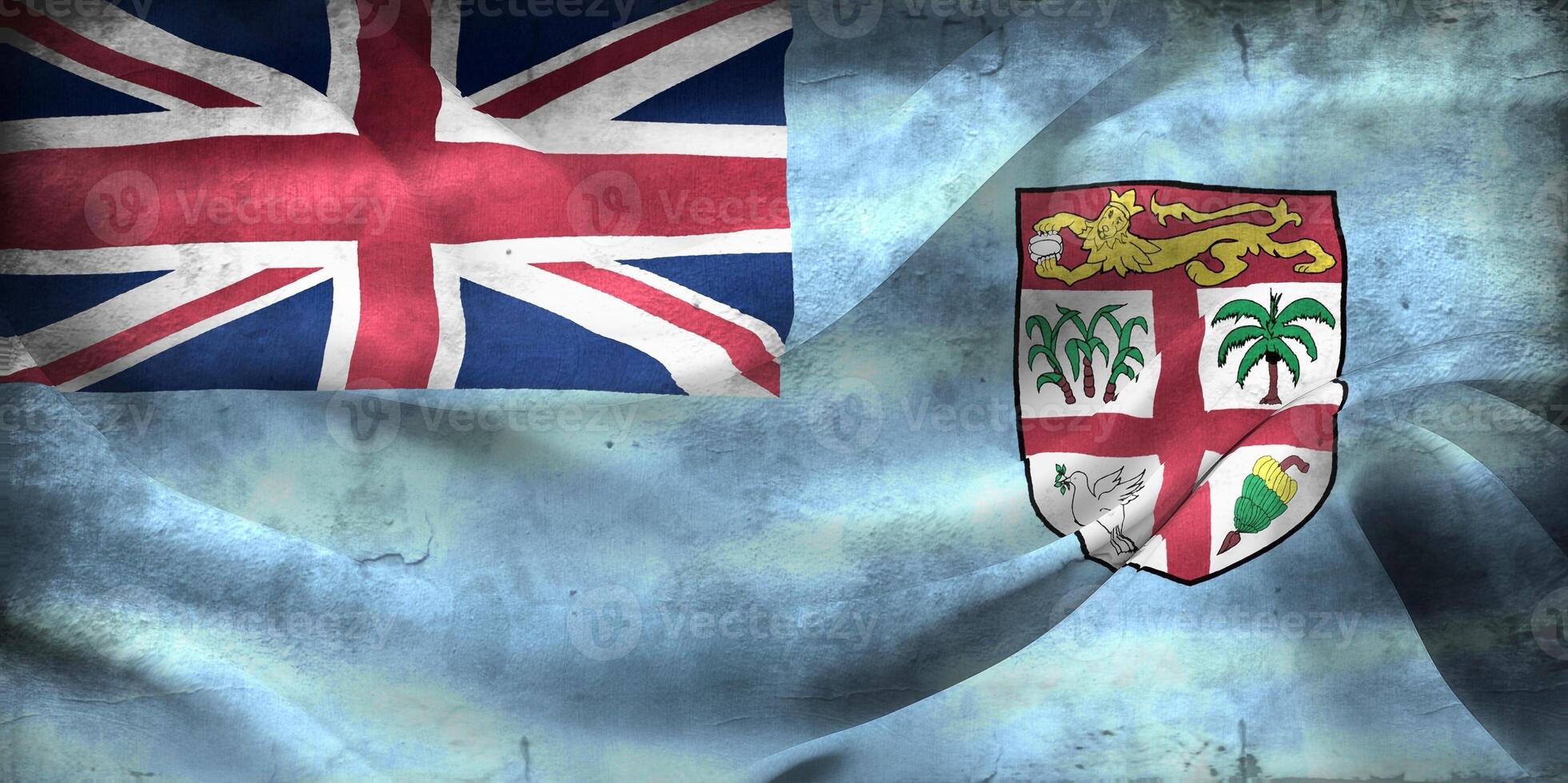 Vintage look Fiji flag - realistic waving fabric flag photo