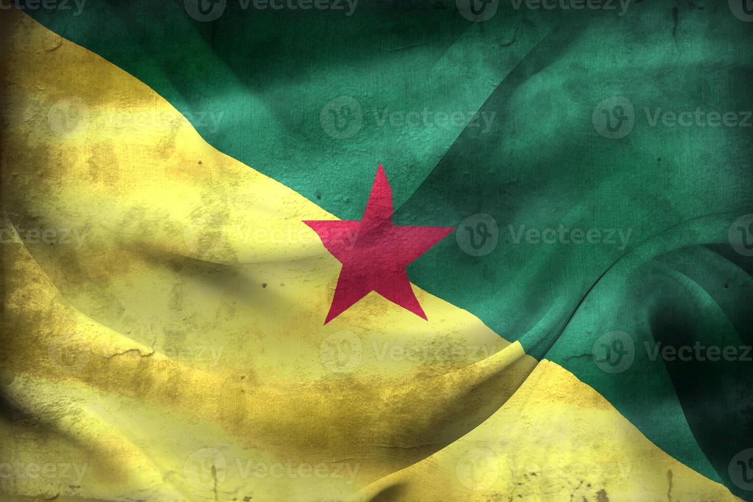 Vintage look French Guiana flag - realistic waving fabric flag photo