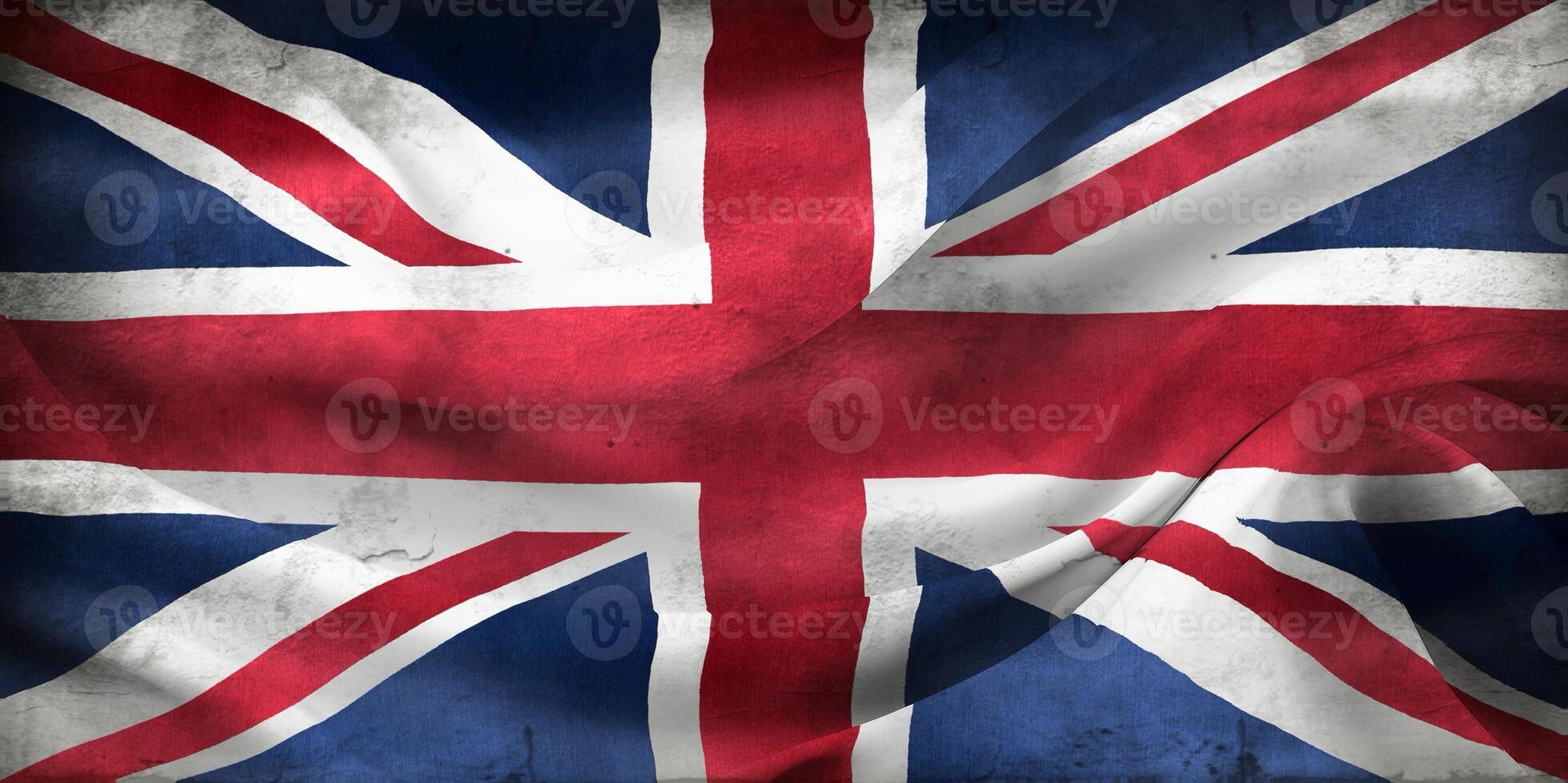 Vintage look United Kingdom flag - realistic waving fabric flag photo
