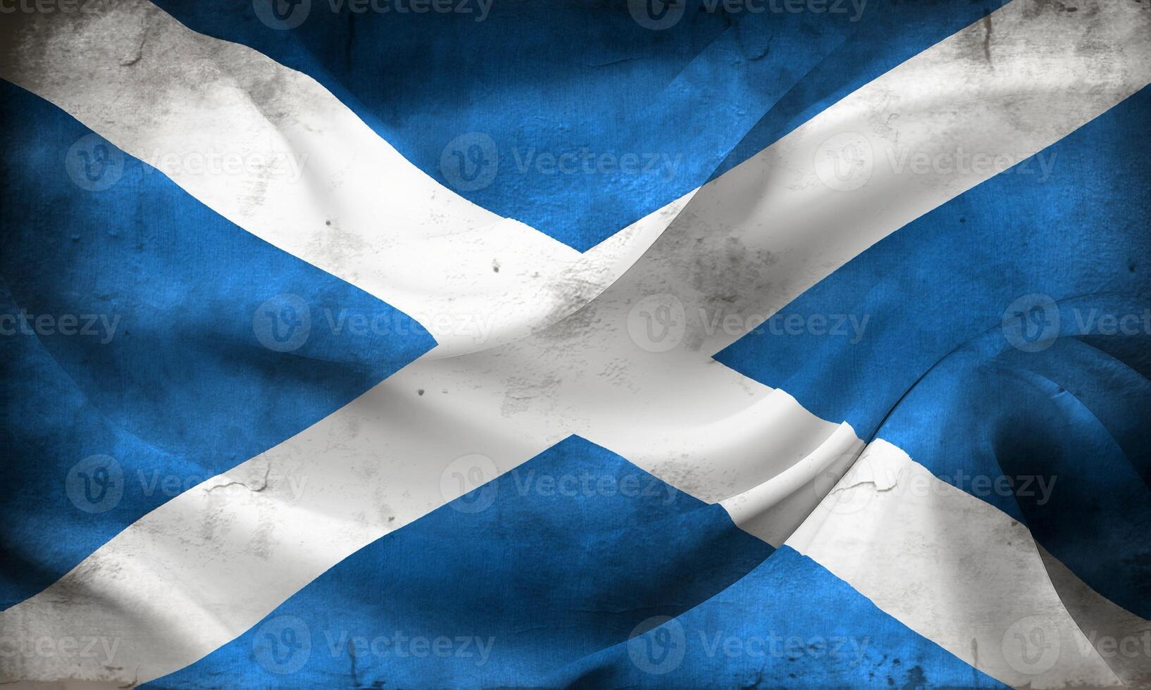 Vintage look Scotland flag - realistic waving fabric flag photo