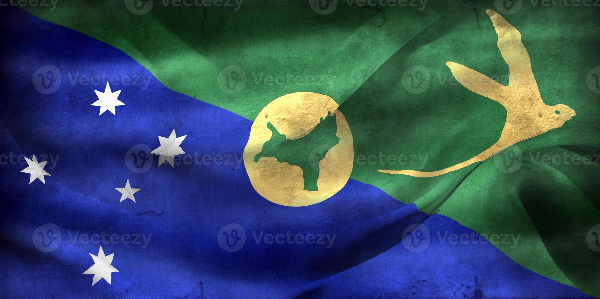 Vintage look Christmas Island flag - realistic waving fabric flag photo
