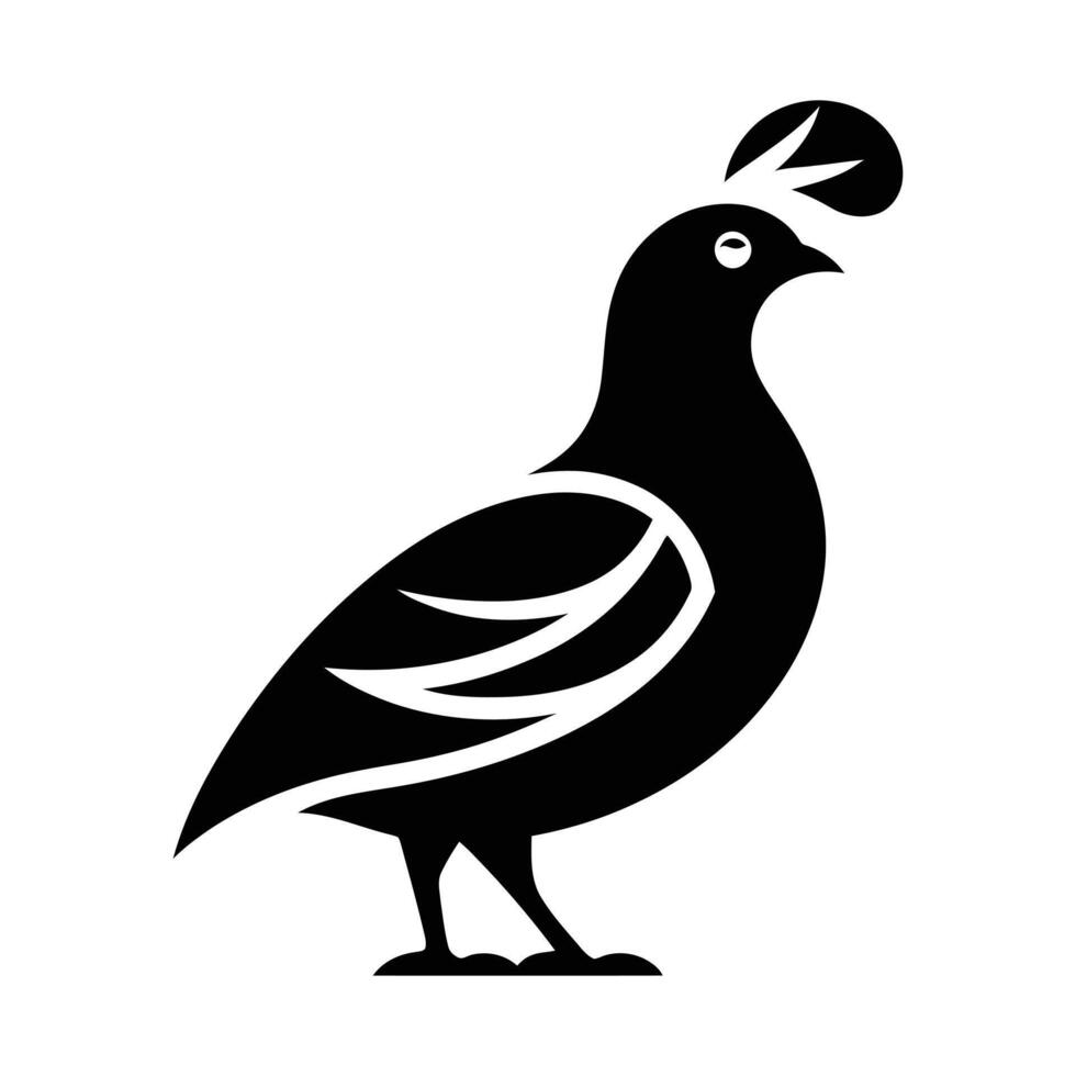 Elegant Black and White Silhouette of a Quail vector