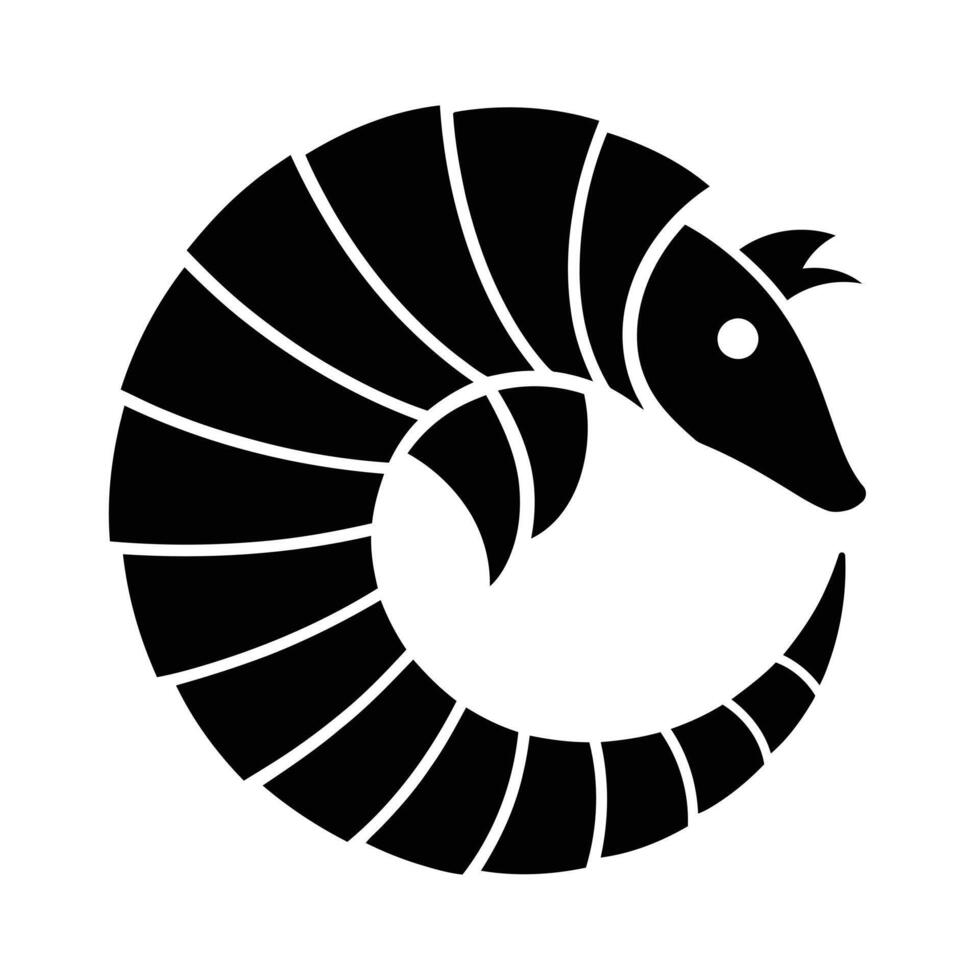 Stylized Armadillo Silhouette in a Circular Design vector