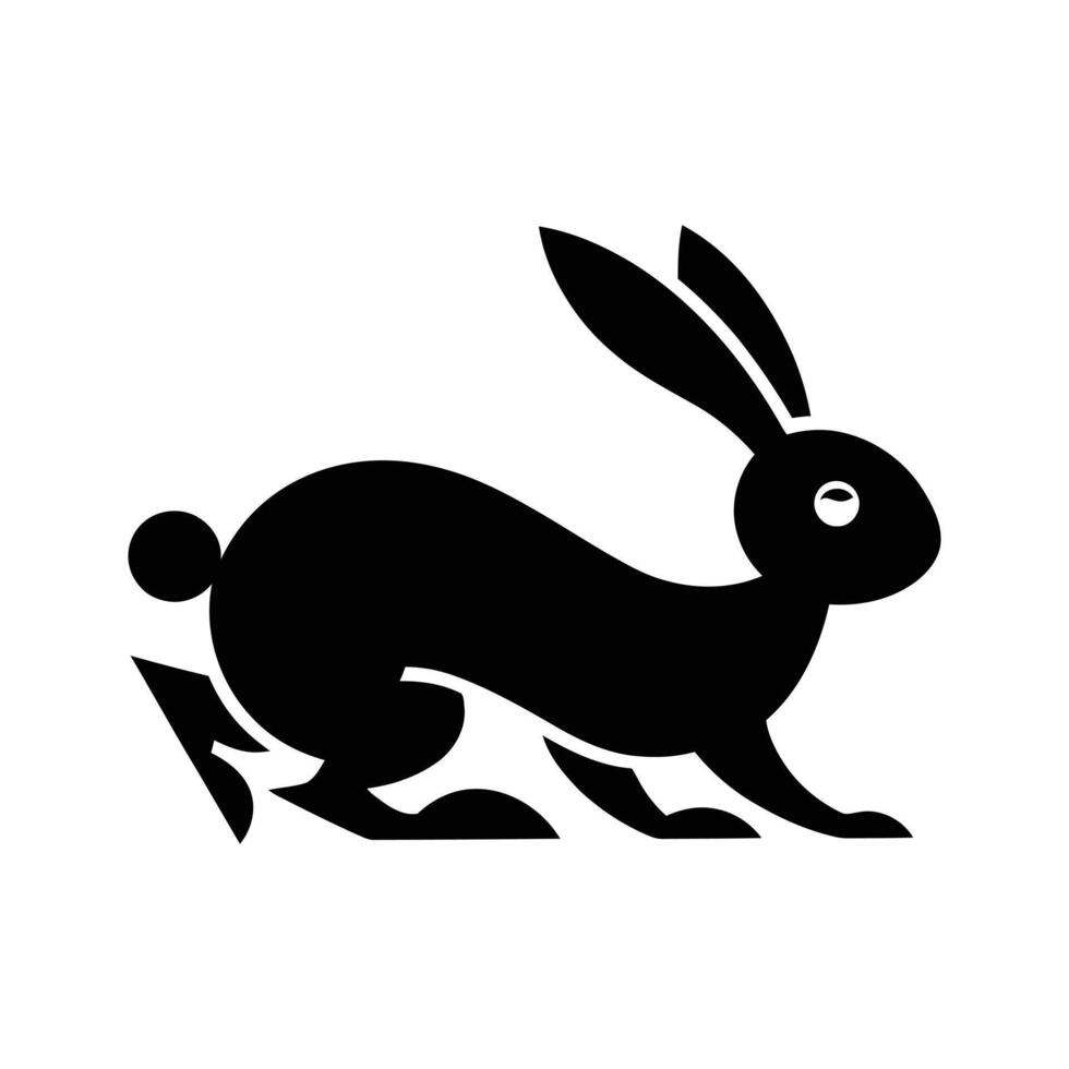 Stylish Black Silhouette of a Running Hare vector