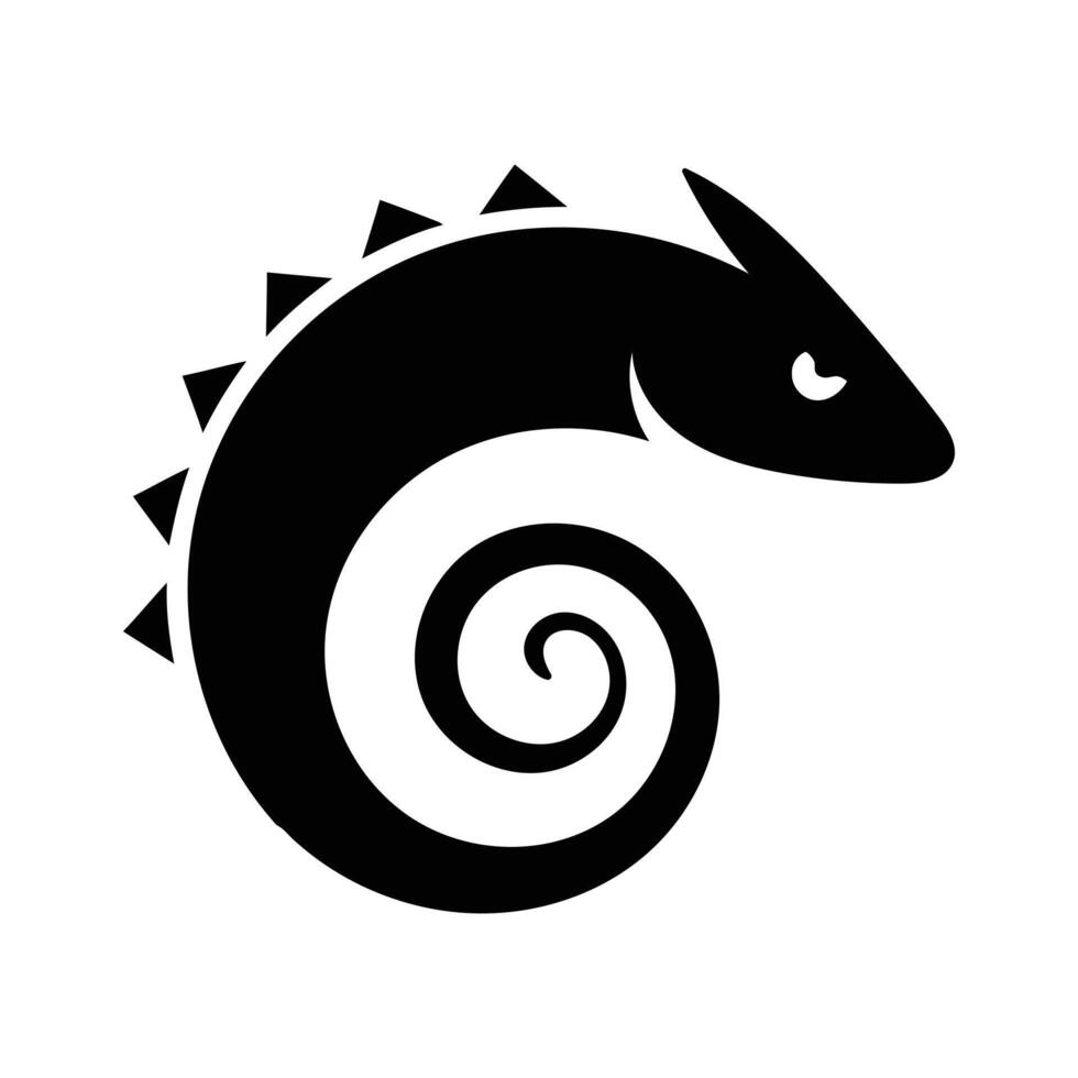Stylized Chameleon Silhouette with Intricate Spiral Design vector