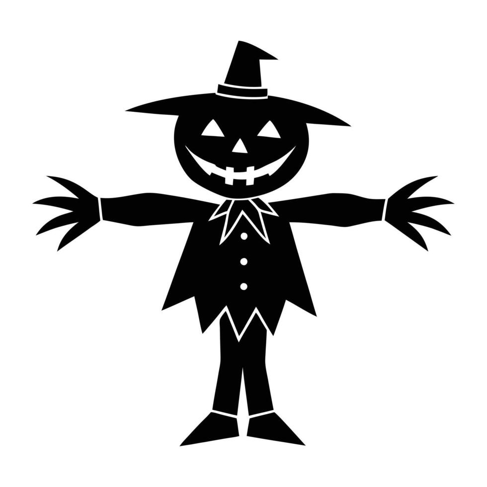 a black and white silhouette of a scarecrow vector