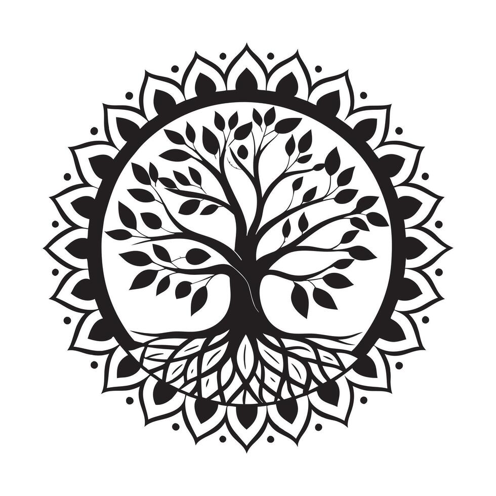 Intricate tree mandala design for modern spirituality vector