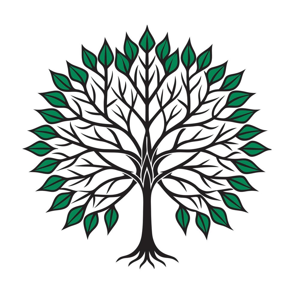 Boho tree mandala art with organic patterns vector