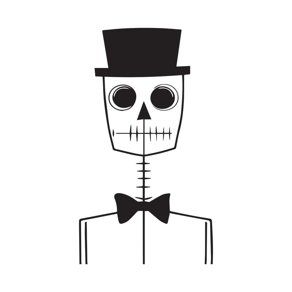 Skeleton in Top Hat and Bow Tie Design image isolated on white background vector