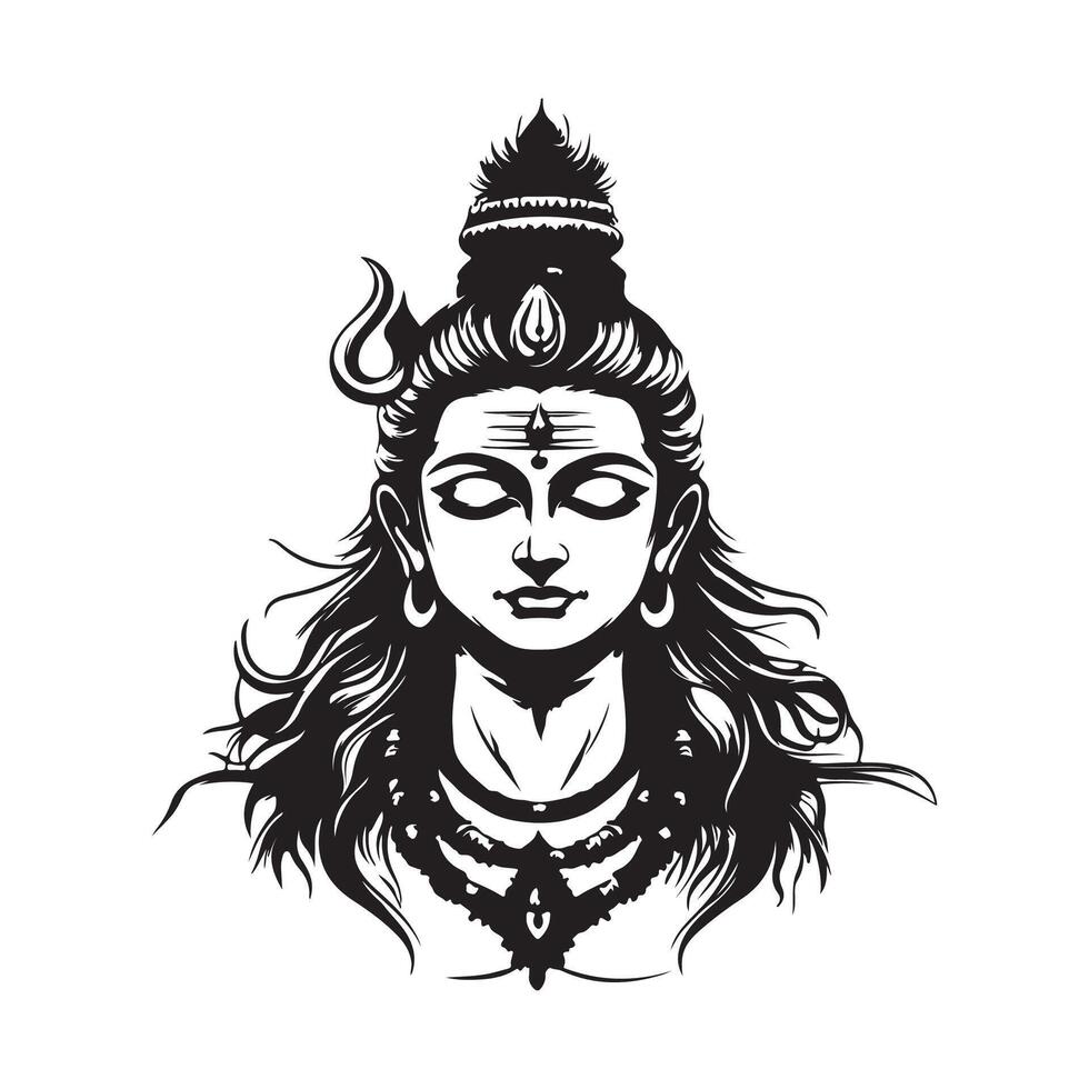 Indian Hinduism God Lord Shiva Stock Image isolated on white background. vector