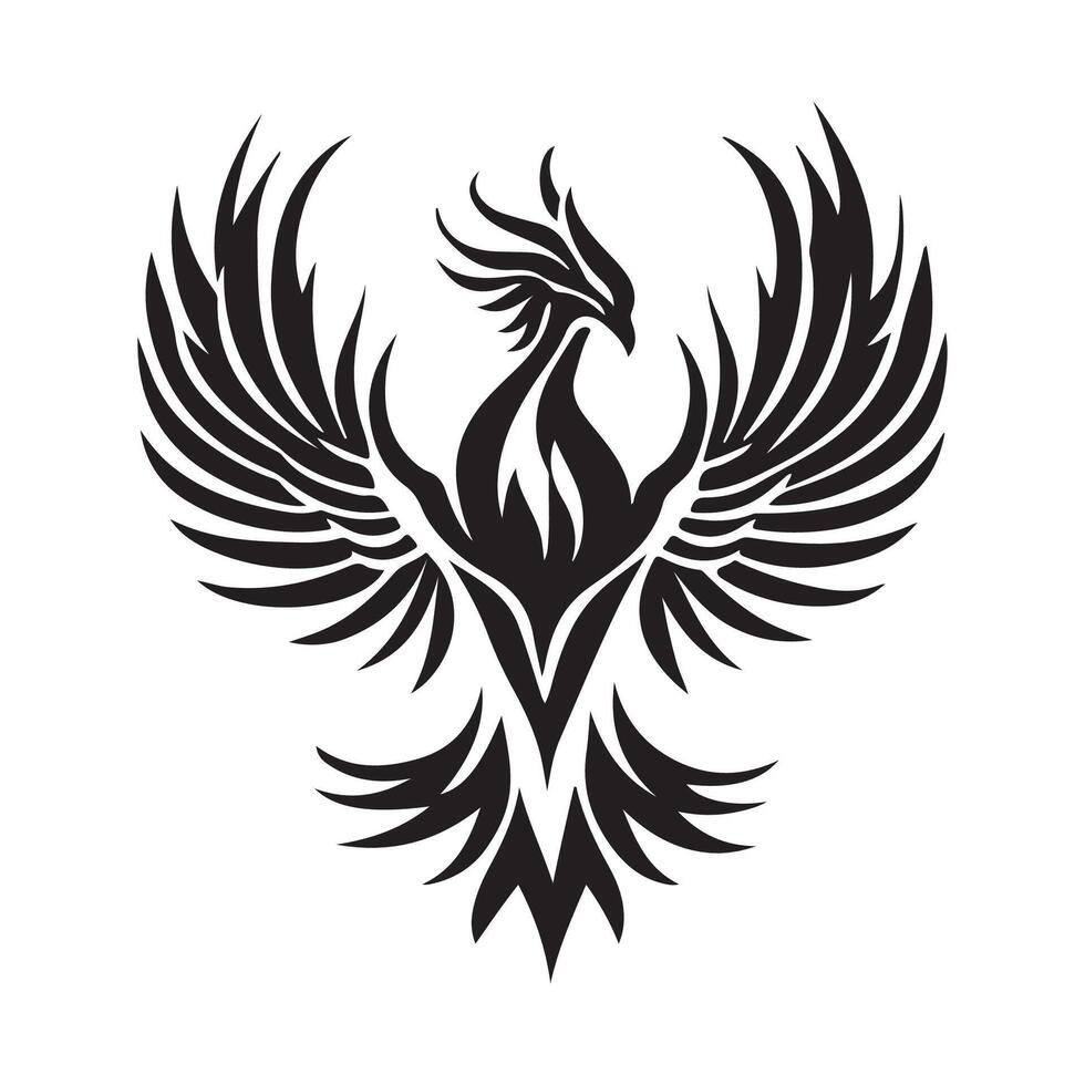 Flying rise wings phoenix bird logo design Image on white background. vector