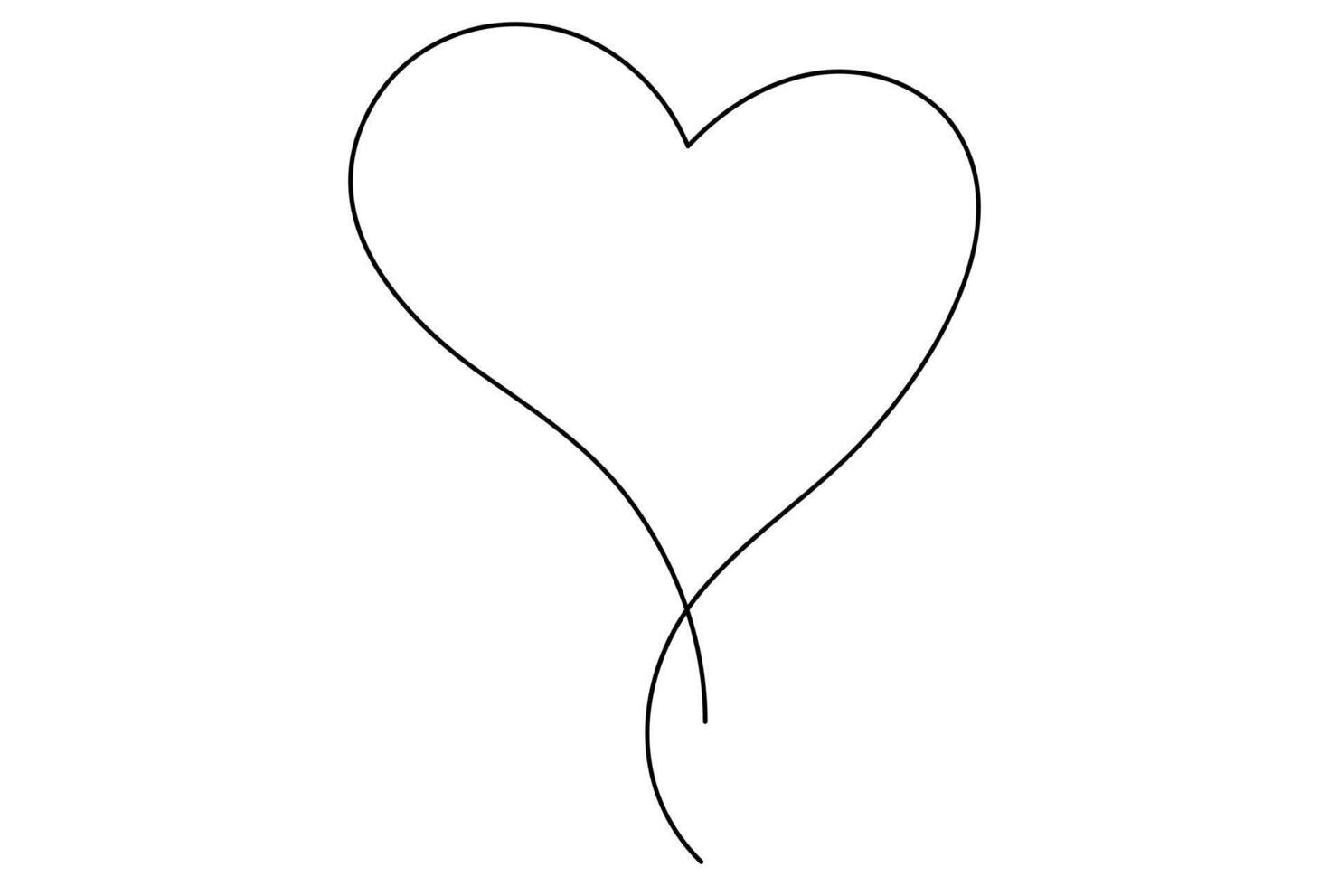 Simple heart continuous one line drawing vector