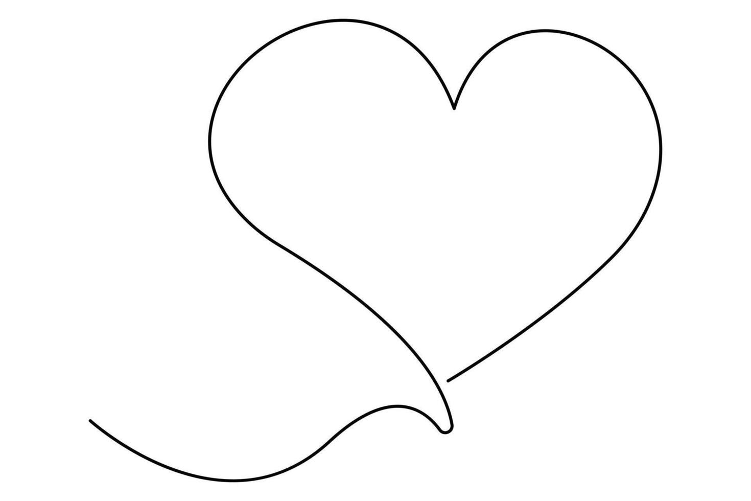 Elegant one line heart illustration hand drawn sketch vector