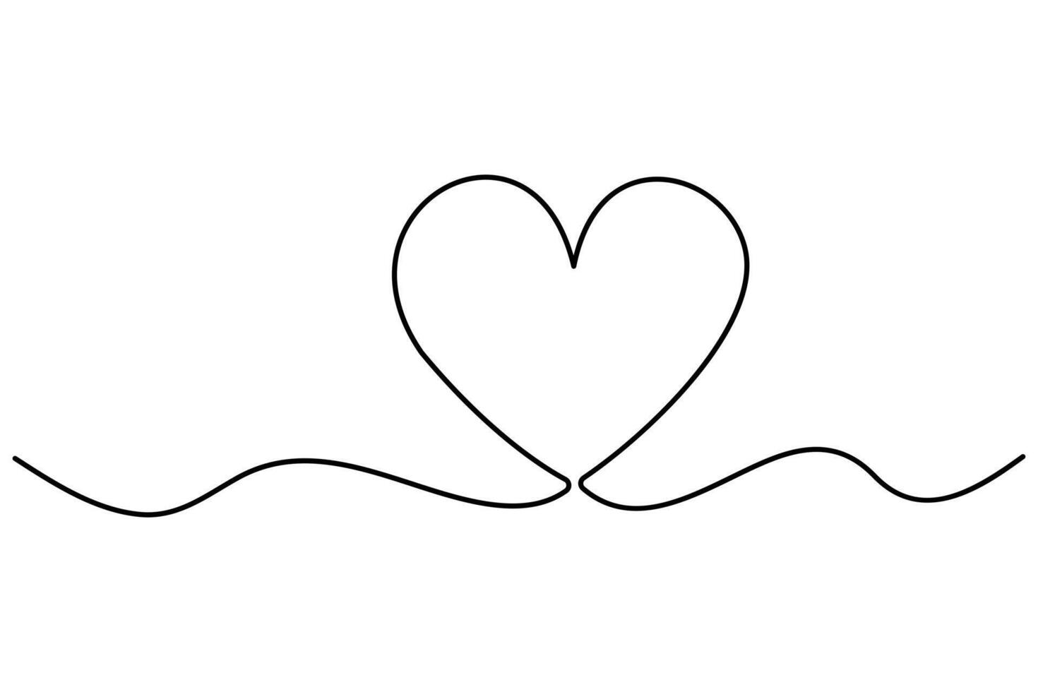 continuous heart one line drawing vector