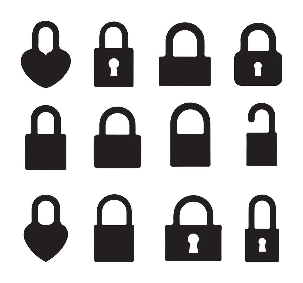 Lock icon set. Padlock icon, Flat security symbol. illustration. vector