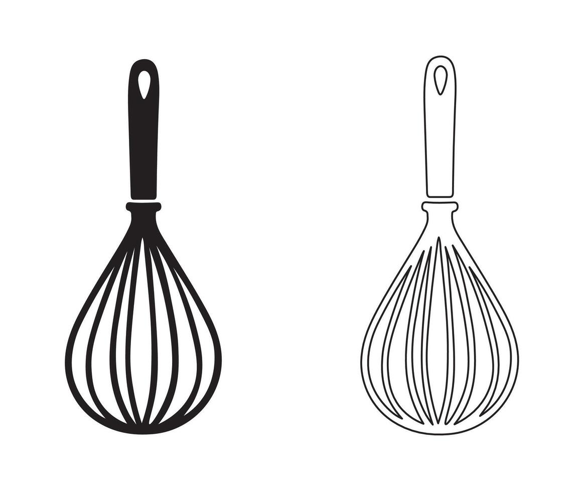 Whisk icon line and flat illustration isolated on white background. Balloon whisk clipart. vector