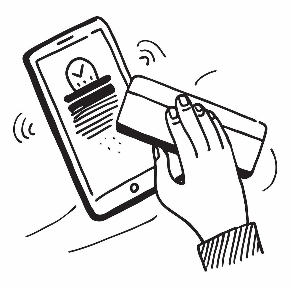 Person Scanning Fingerprint on Phone concept as A person scanning their fingerprint for mobile banking on their smartphone with a Cleans background providing space for text or desig Cleans vector