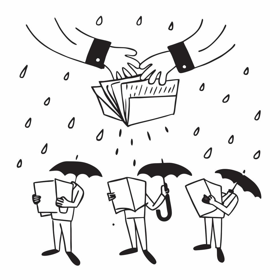People with Umbrellas and Business Parks concept as Business professionals holding umbrellas walking through business parks during a rain shower set against a dreamy background off Cleans vector