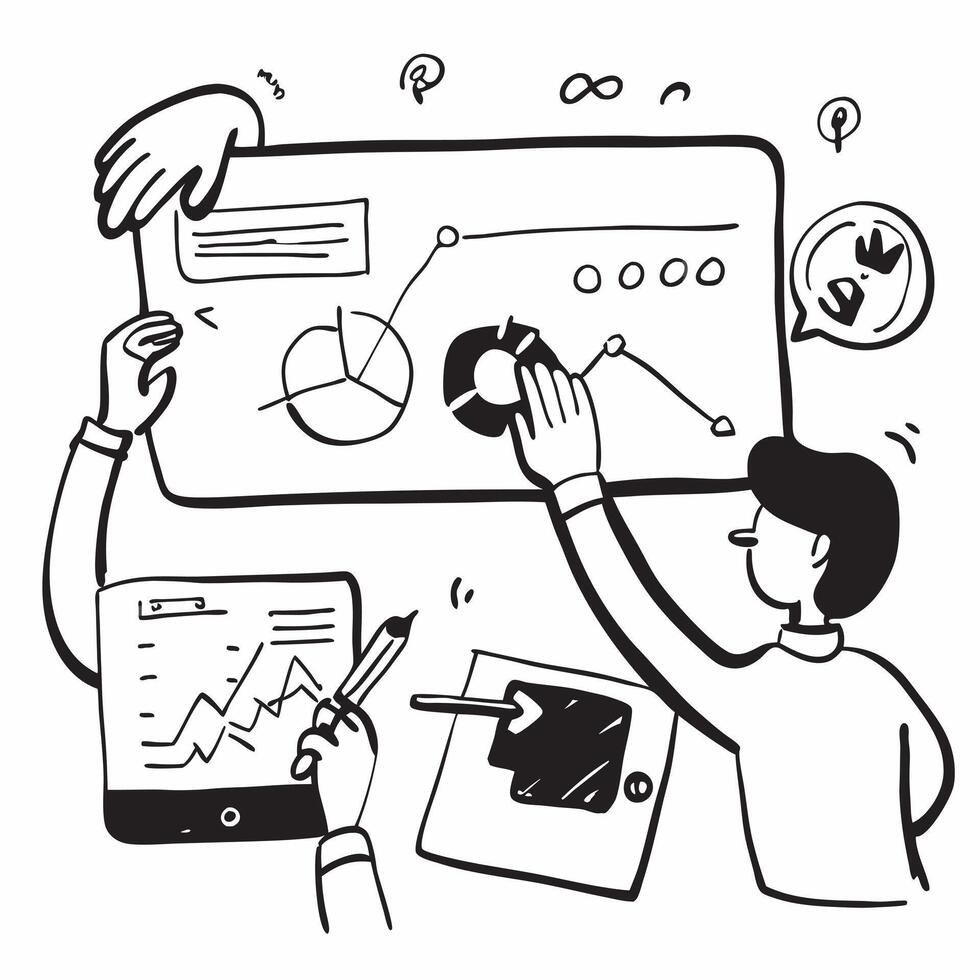 HR team collaborating on a diversity and inclusion strategy concept as A illustration of an HR team collaborating on a diversity and inclusion strategy using charts and digi Cleans vector