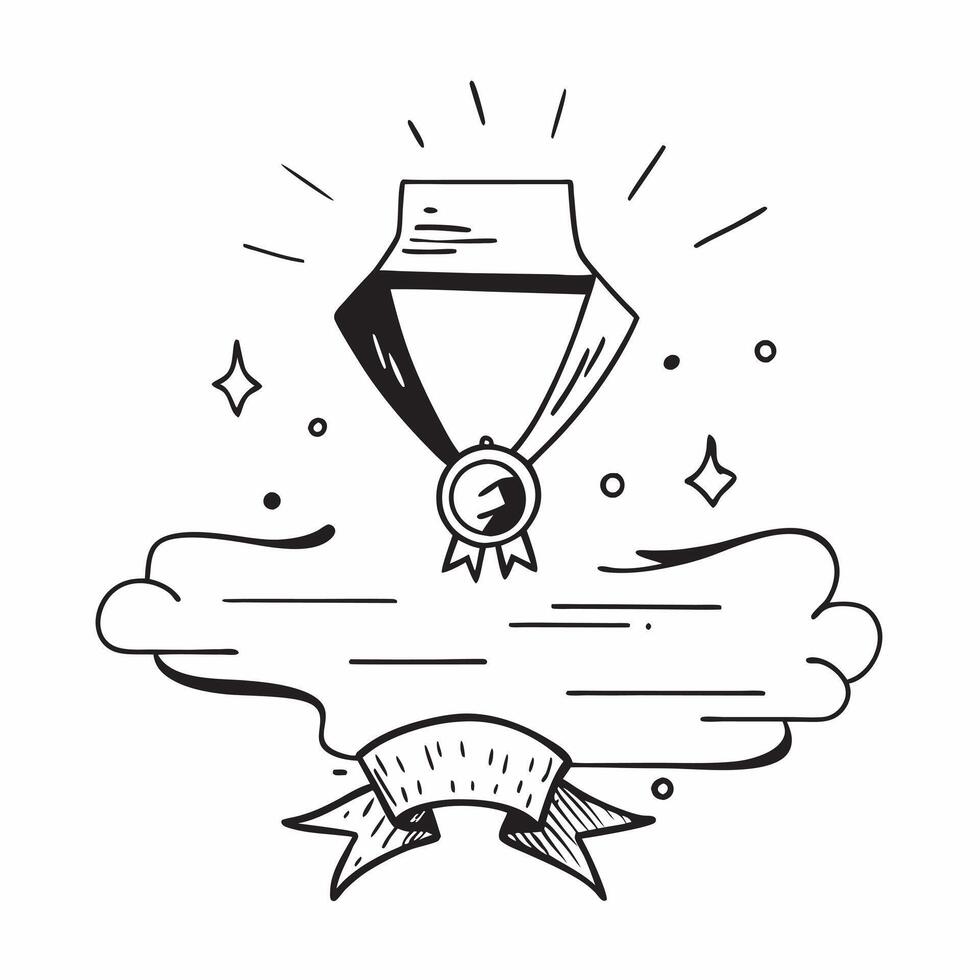 Honor Medal with Ribbon and Trophy concept as An honor medal with a ribbon and a trophy set against a dreamy background offering ample space for text or graphics symbolizing achiev Cleans vector
