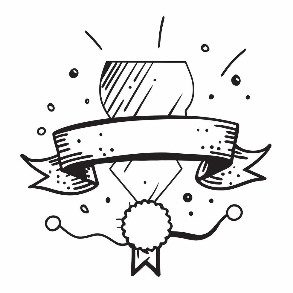 Honor Ribbon with Medal and Trophy concept as An honor ribbon with a medal and a trophy set against a whimsical background offering ample space for text or graphics symbolizing ach Cleans vector