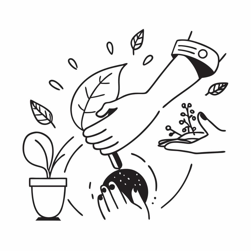 Hand holding a cut leaf with a community Cleansup event concept as A hand holding a cut leaf with a community Cleansup event in the background highlighting community involvement and Cleans vector