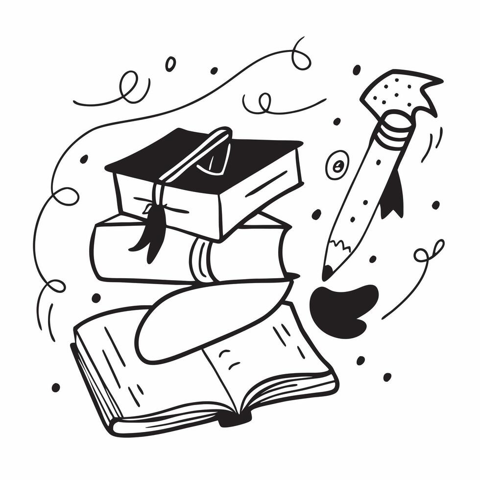 Graduation Cap with Diploma and Books concept as A graduation cap with a diploma and books set against a whimsical background offering ample space for text or graphics symbolizing Cleans vector