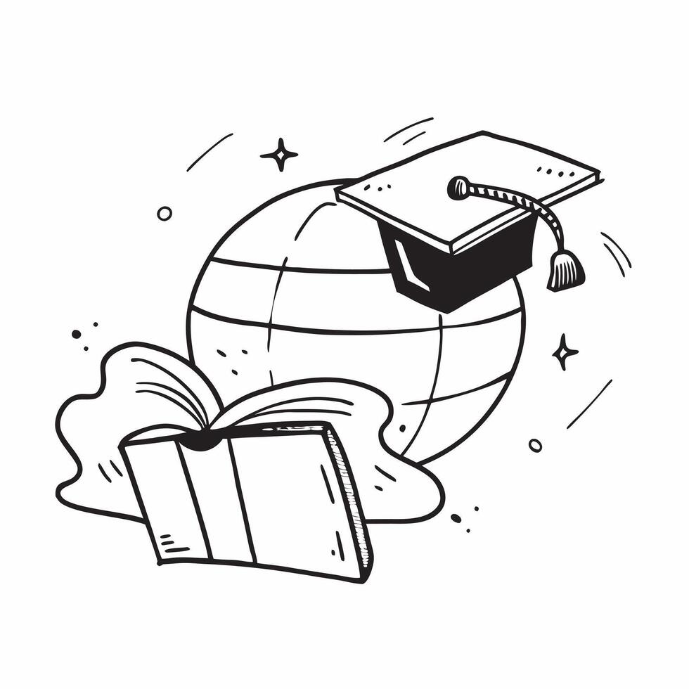 Graduation Cap with Books and Globe concept as A graduation cap with books and a globe set against a dreamy background offering ample space for text or graphics symbolizing the imp Cleans vector