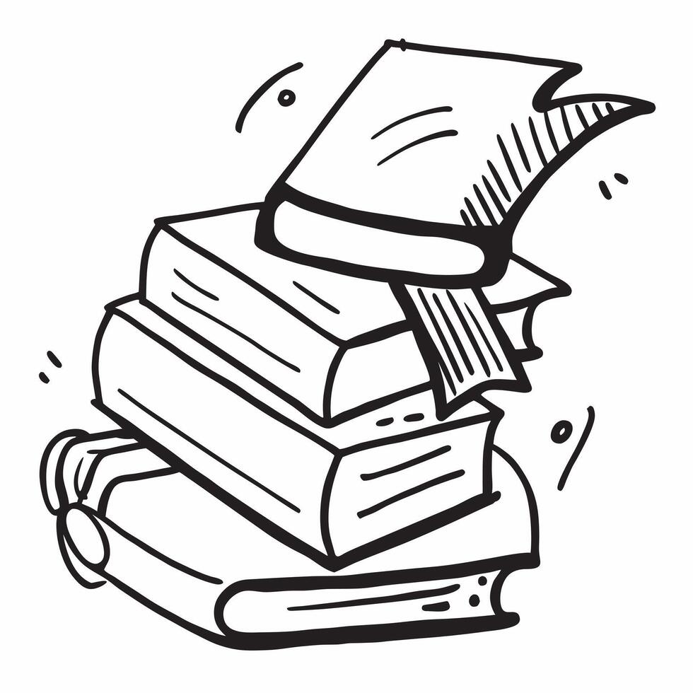 Graduation Cap and Books concept as An icon of a graduation cap and a stack of books set against a Cleans background offering ample space for text or graphics symbolizing academic a Cleans vector